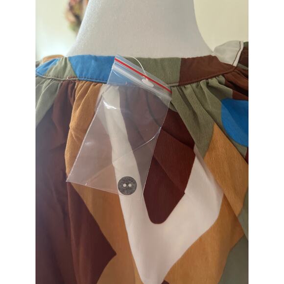 NWT August Sky Blouse Brown Blue Size Small - Picture 7 of 9